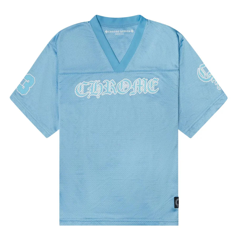 CHROME HEARTS SPORTS MESH STADIUM SHORT-SLEEVED JERSEY LIGHT BLUE