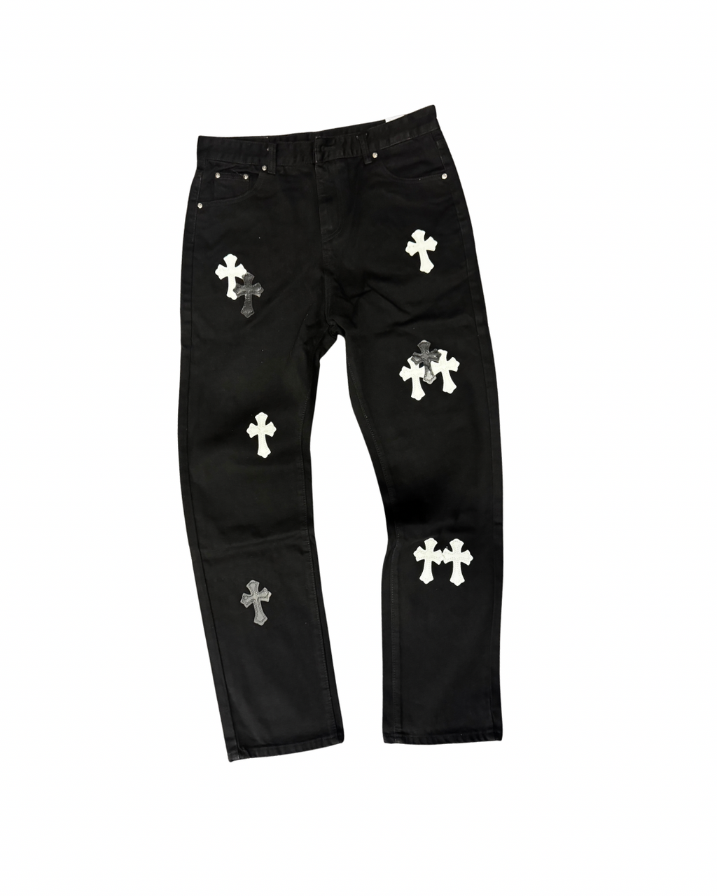 CHROMEHEART JEANS - GREY/WHITE PATCHES