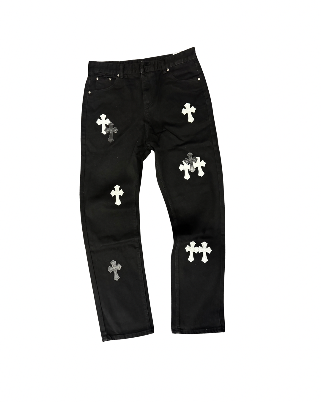 CHROMEHEART JEANS - GREY/WHITE PATCHES