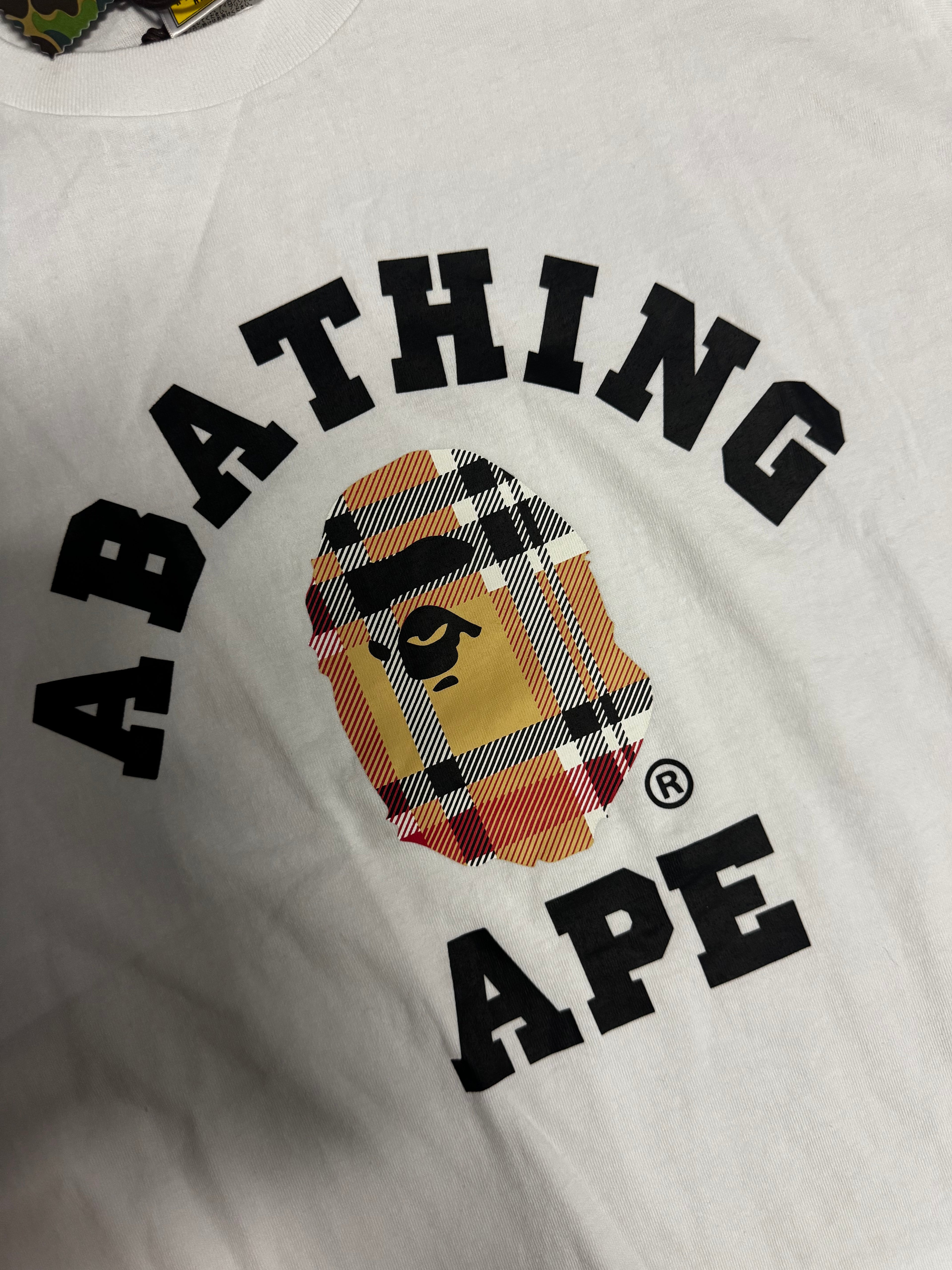 BAPE A Bathing Ape Check by Bathing Tee White