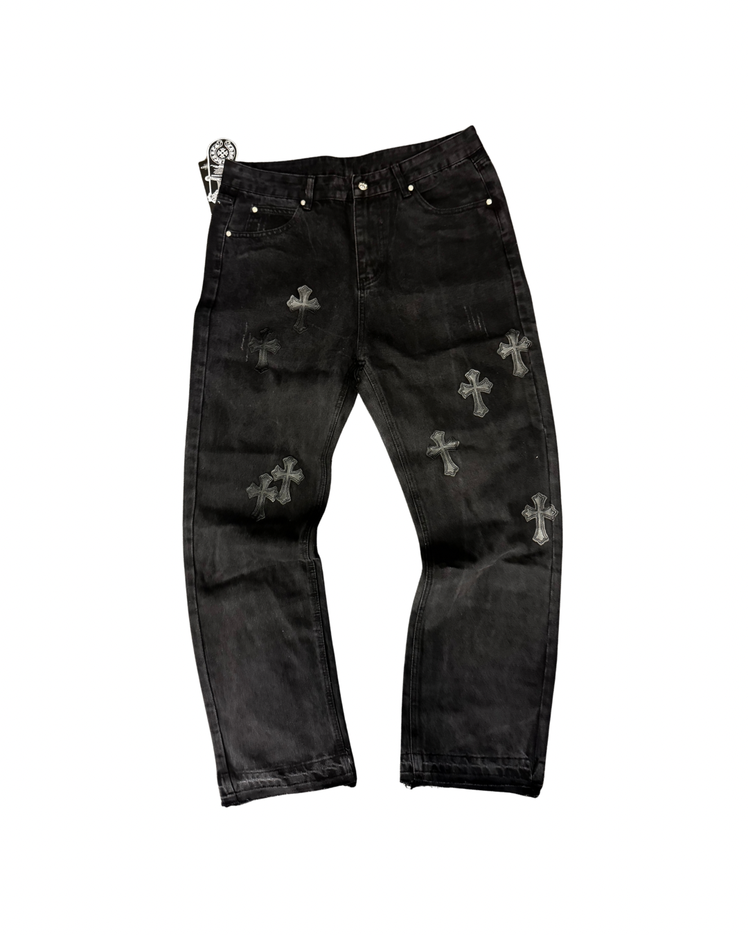 CHROMEHEART JEANS - BLACK ON BLACK PATCHES