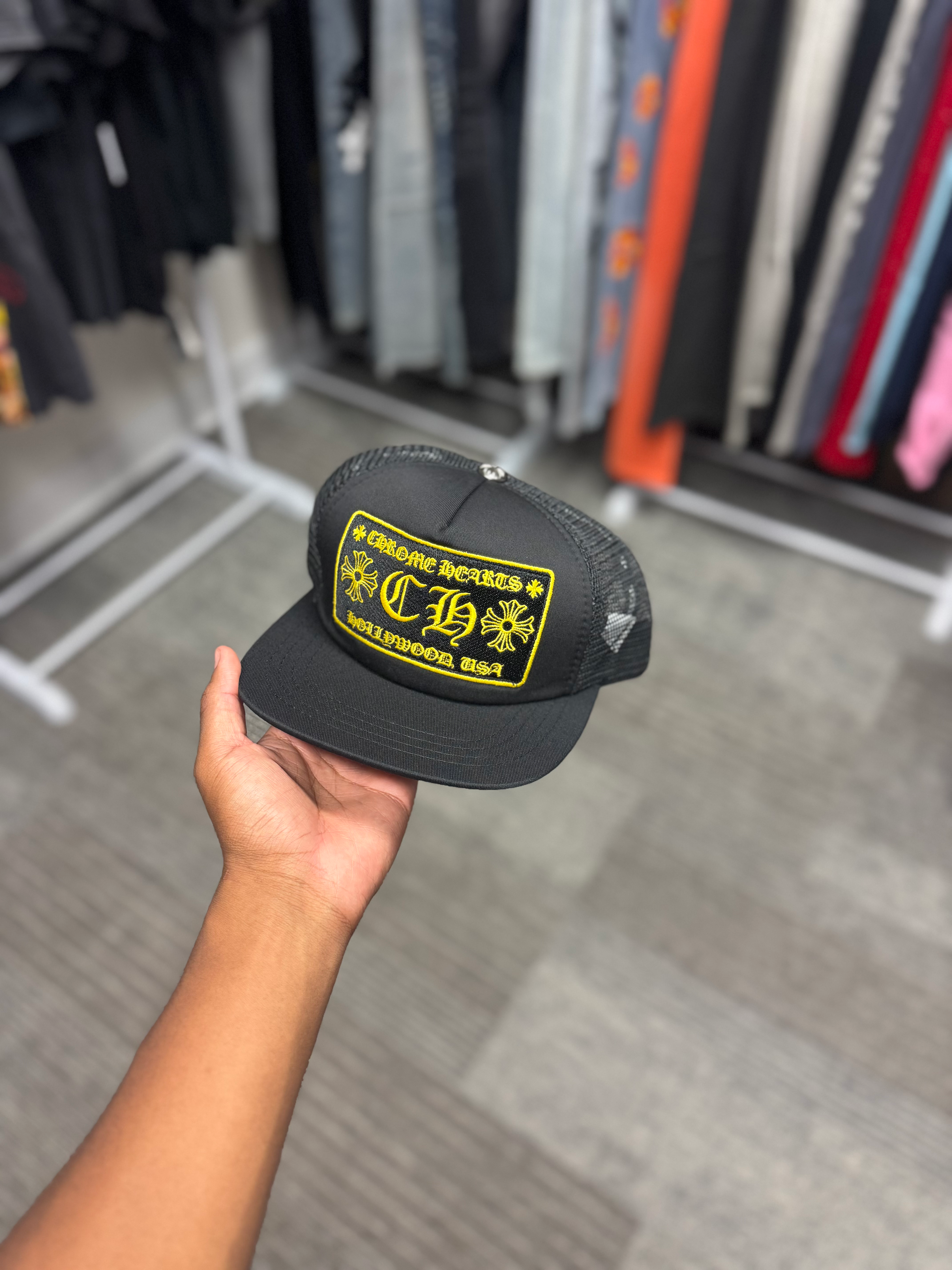 chrome hearts Hollywood hat - Blk/Yellow