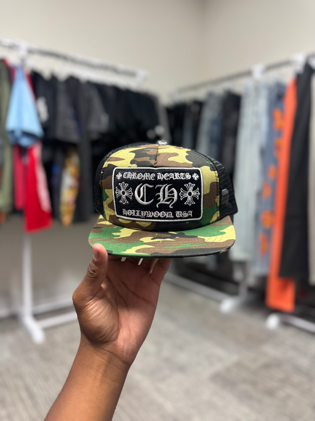 chrome hearts Hollywood hat - Blk/Green Camo