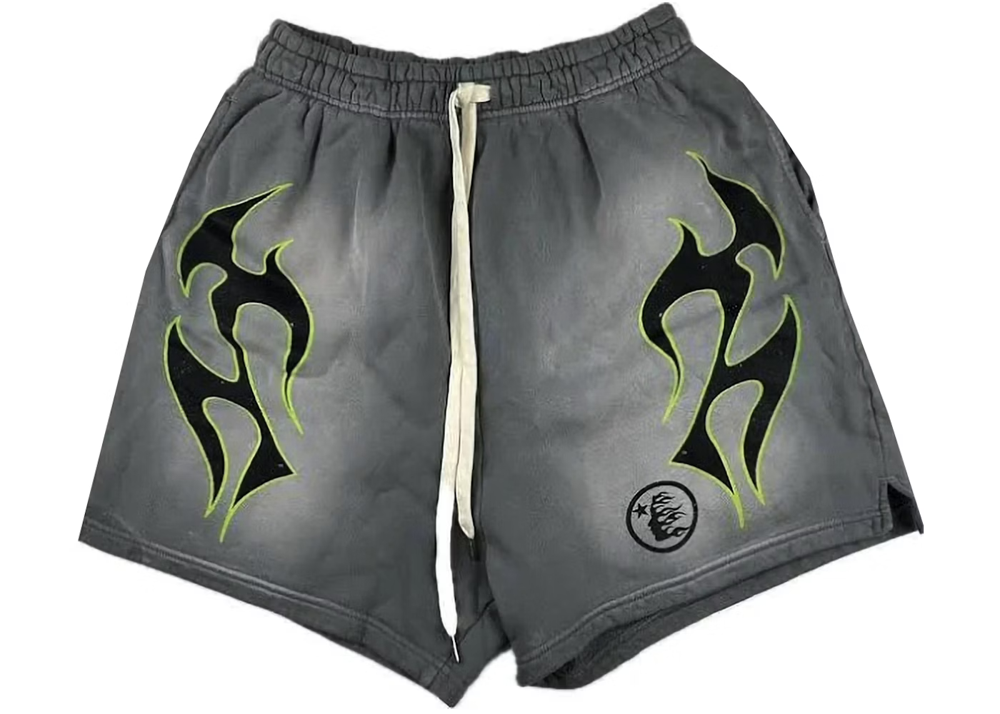 Hellstar Future Flame Shorts Grey/Green Men's