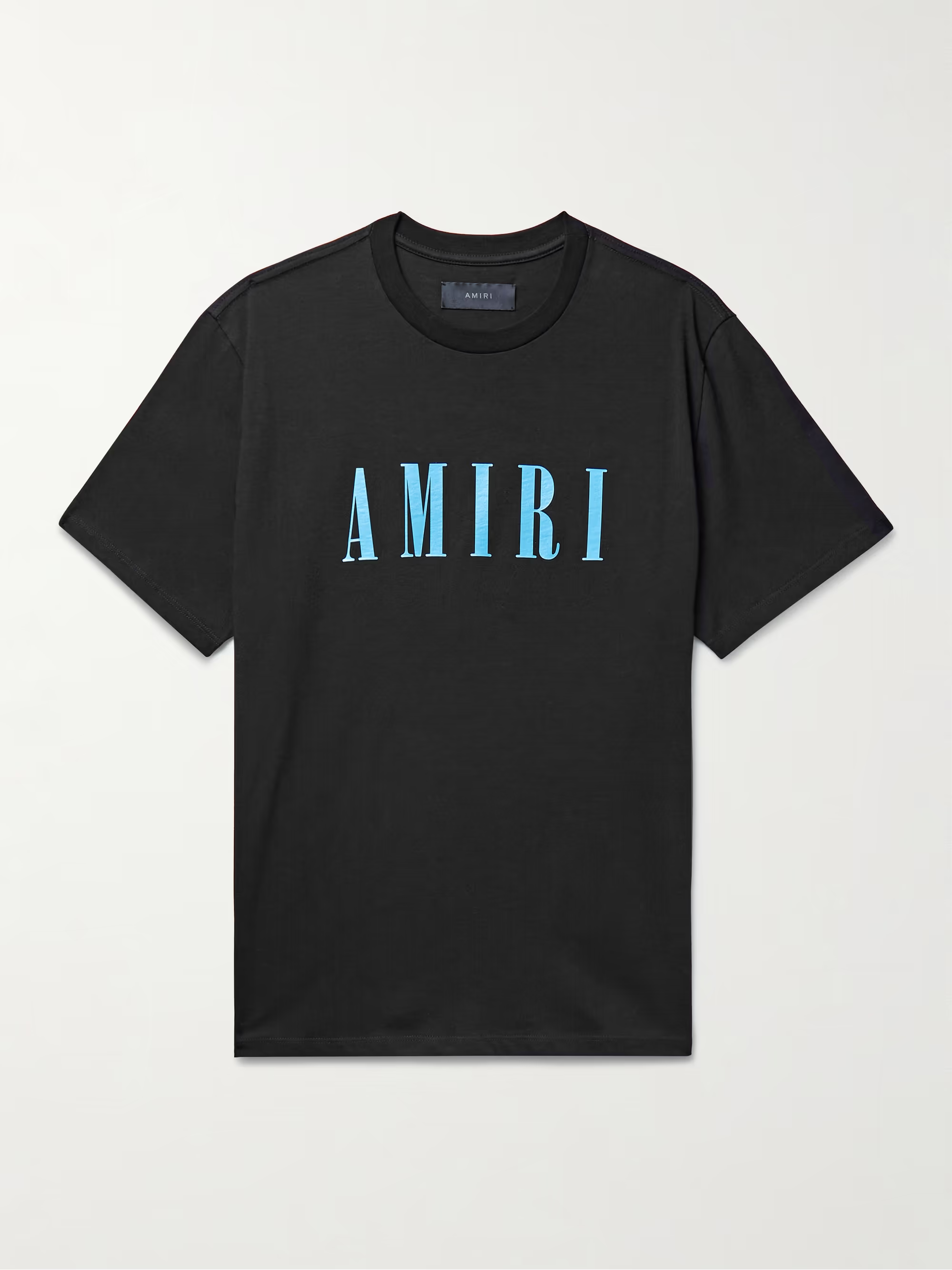 AMIRI BLACK AND LIGHT BLUE COTTON T-SHIRT