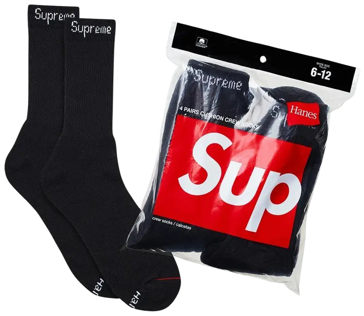 SUPREME SOCKS BLACK (6-12)