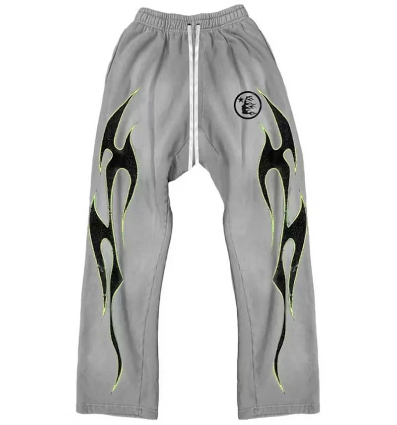 Hellstar Future Flames Sweatpants Grey/Green Men's